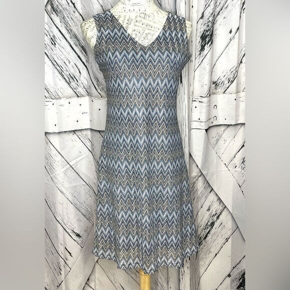 Missoni Chevron Knit Crochet Sleeveless Dress in Blues & Tan Size 40 - Picture 1 of 5